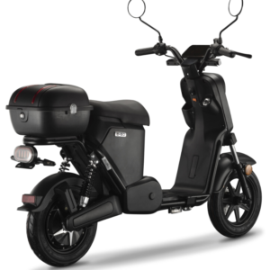 IVA S2 e-scooter mat zwart met koffer achterkant productfoto